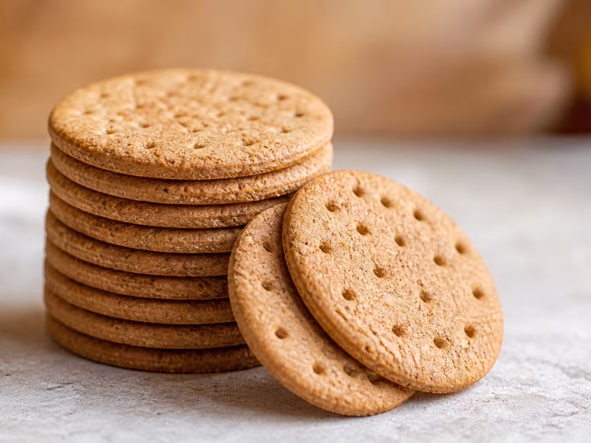 Galletas digestive de trigo apiladas