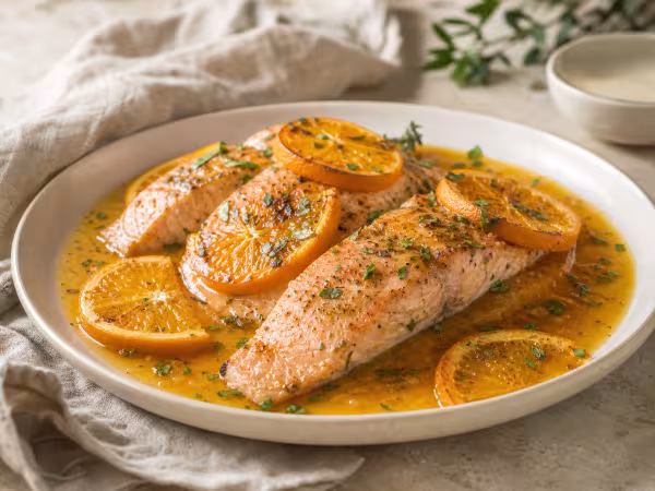 Lomos de salm&oacute;n con naranja