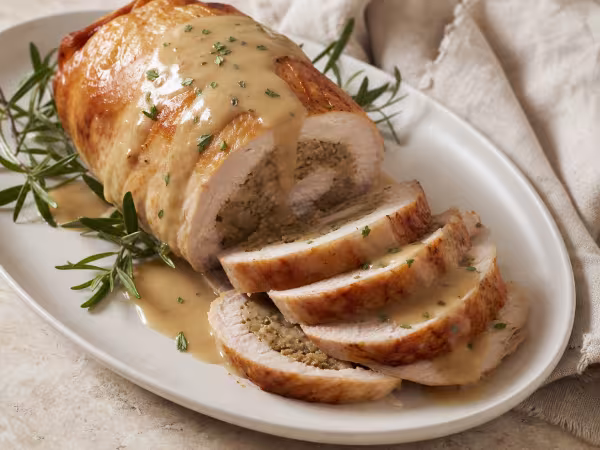 Pavo relleno con salsa inesperada