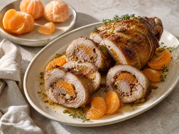 Piernas de cordero rellenas con mandarina