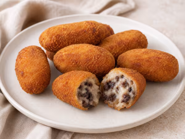 Croquetas de morcilla y cebolla caramelizada