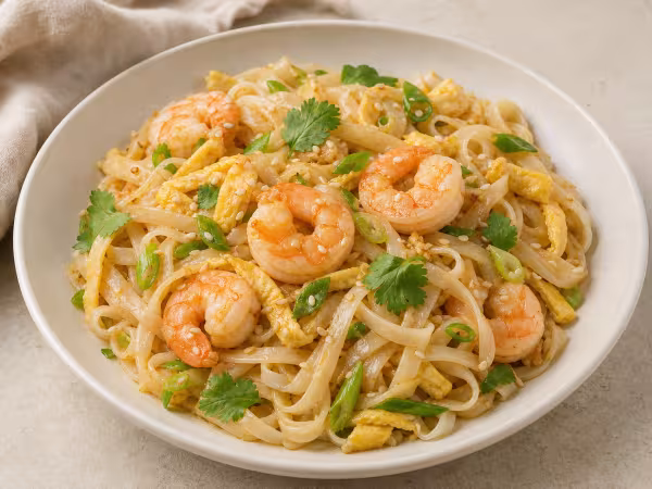 Fideos de arroz con gambas