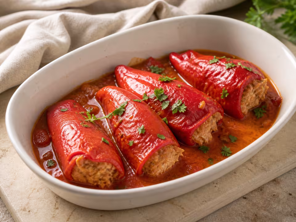 Pimientos del piquillo rellenos de at&uacute;n y tomate