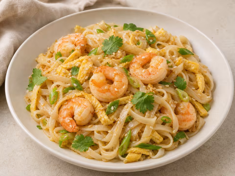Fideos de arroz con gambas