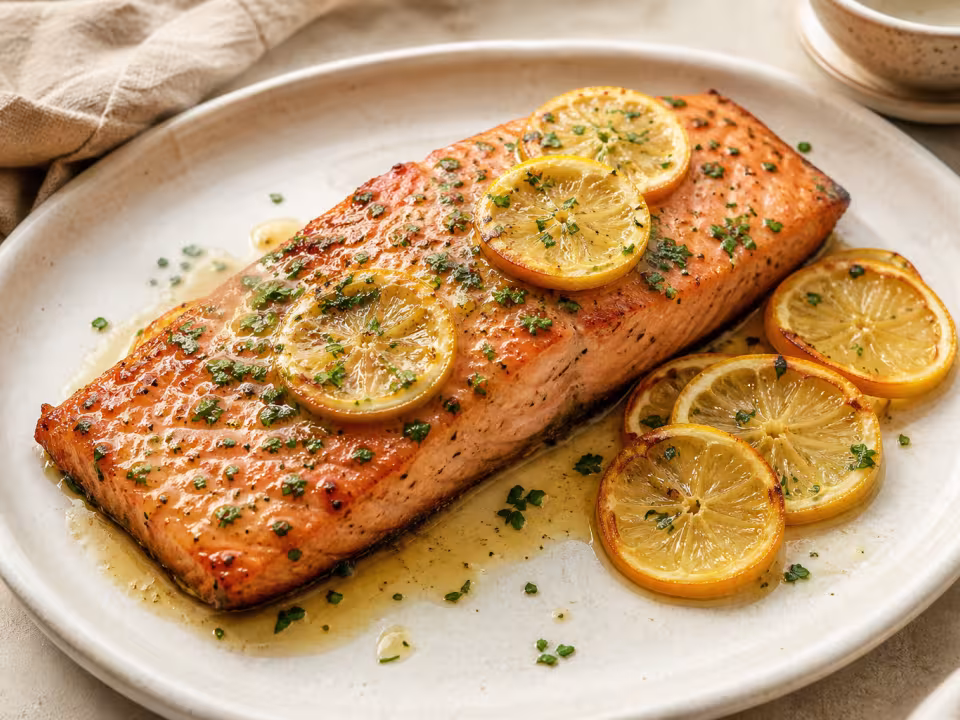 Salm&oacute;n al horno con mantequilla y lim&oacute;n