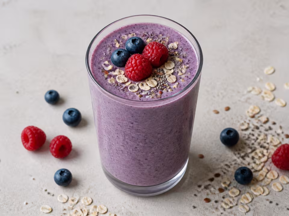 Smoothie de k&eacute;fir, frutos rojos y avena