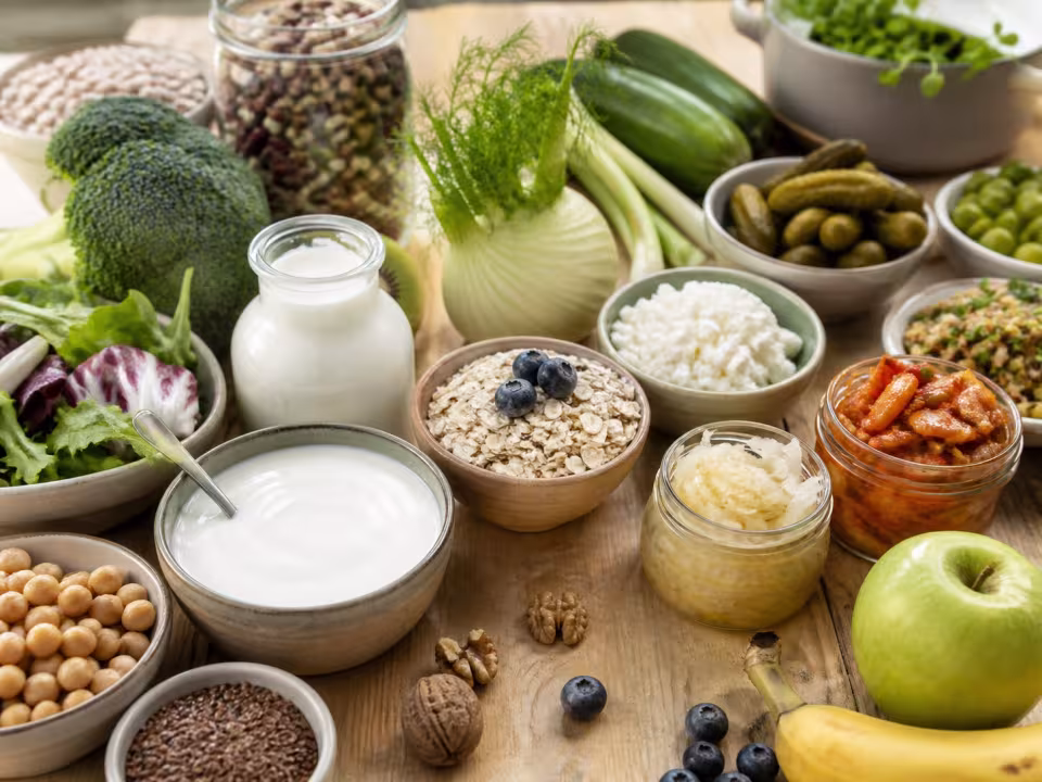 Alimentos fermentados y ricos en fibra relacionados con la microbiota intestinal